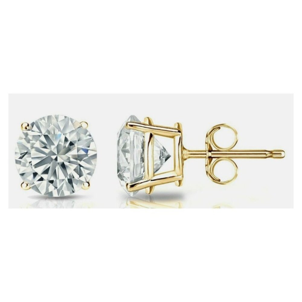 14k-pl. Round 1.00ct Stunning White Sapphire Stud Earrings